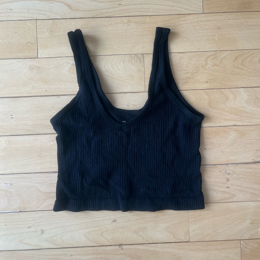 Out From Under Black Drew Seamless Ribbed Cropped Tank Top - Picture 3 of 6